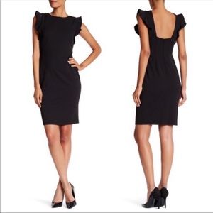 Calvin Klein Ruffle Sleeveless Midi Sheath Dress